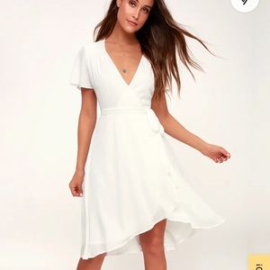 Lulu’s Rise to the Occasion White Wrap Dress